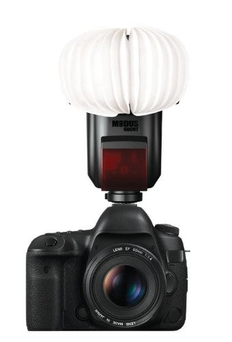 HAHNEL MODULE CREATIVE LANTERN KIT featuring a lantern diffuser, six color filters, filter adapter, and storage wallet for photographers.