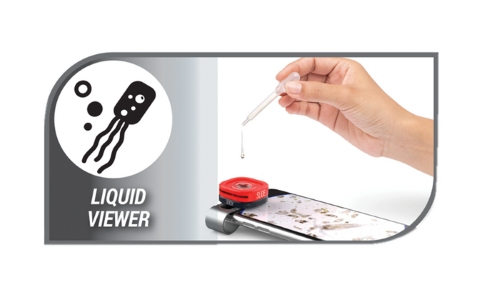 KONUS Micro Clip Microscope Set transforms smartphones into powerful 60x-300x biological microscopes with LED illuminator.
