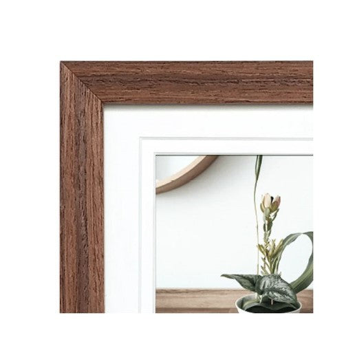 Elegant Deluxe Chestnut 5x7 frame with eco-friendly materials, featuring genuine glass and acid-free matboard for timeless decor.