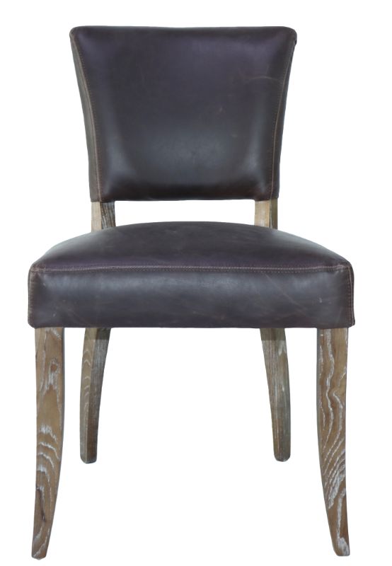 Vintage cigar PU dining chair with stud detailing, high-density foam, and sturdy ash frame for stylish comfort.