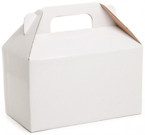 Large white gable gift box, flat packed, measuring 24x13x13 cm, perfect for elegant gifting on special occasions.