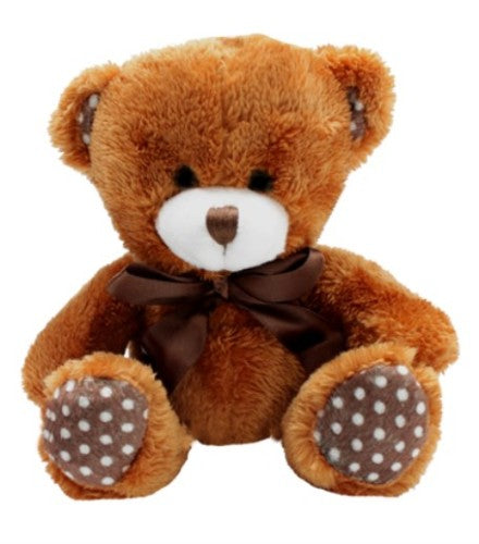 Set of 3 plush Aubrey Bears in brown, tan, and cream, featuring cute brown ribbons, 24cm, perfect for cuddles and décor.