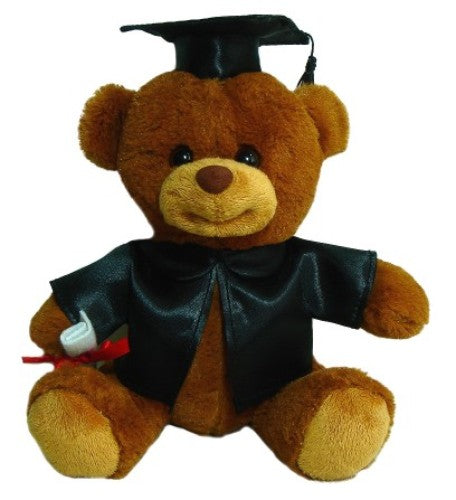 Adorable 20cm plush bear in graduation cap and gown, symbolizing achievement and perfect for celebrating graduates.