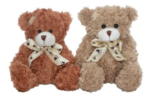 Set of 2 Sitting Toby Bear soft toys in dark and mid-brown, each 20cm, ideal for snuggling and playtime.