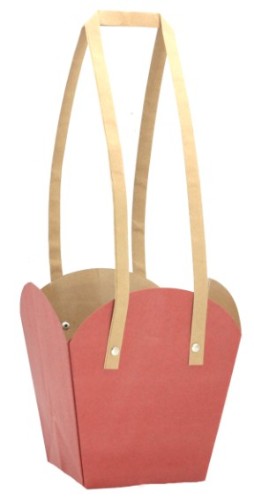 Vibrant red eco-friendly kraft paper bags, pack of 10, ideal for retail, gifts, and events, durable and stylish.