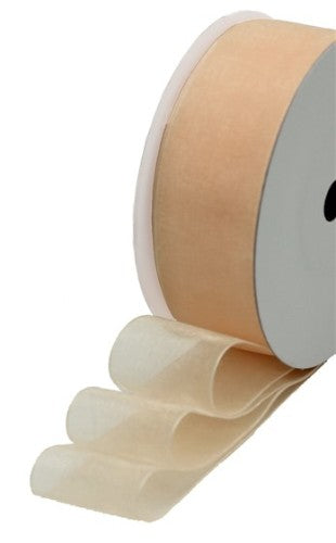 Elegant ivory organza ribbon, 25mm wide, 10m roll, perfect for crafting and special events embellishments.