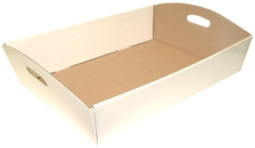 Small white hamper tray measuring 25 x 17 x 6cm, perfect for organizing items or displaying decor with modern elegance.