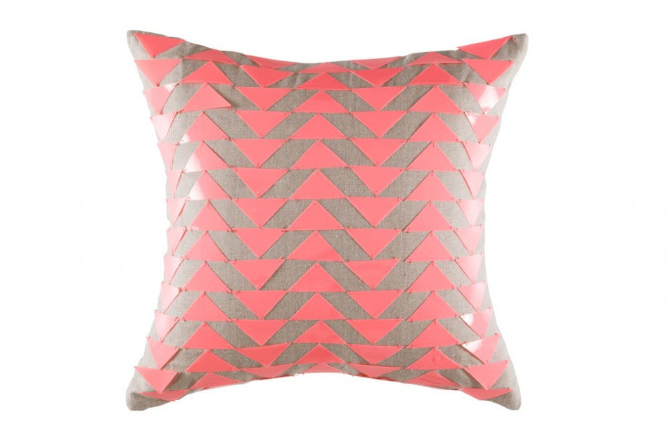 Colorful 50cm Tetro Multi Cushion by Kas with triangular sequins on soft cotton, perfect for stylish home decor and comfort.