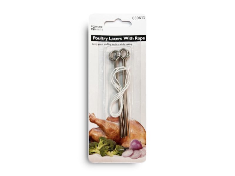 Set of 8 durable 10.5cm poultry lacers for secure and mess-free cooking, ideal for roasting or grilling poultry.