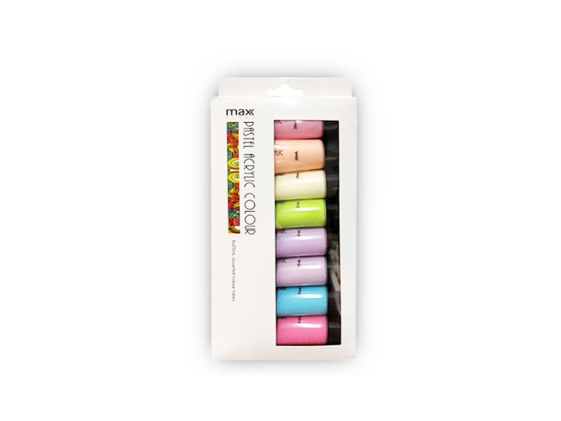Max Brand Acrylic Paint Set: 24 packs of 8 pastel colors in 25ml tubes, ideal for artists of all levels, non-toxic and quick-drying.