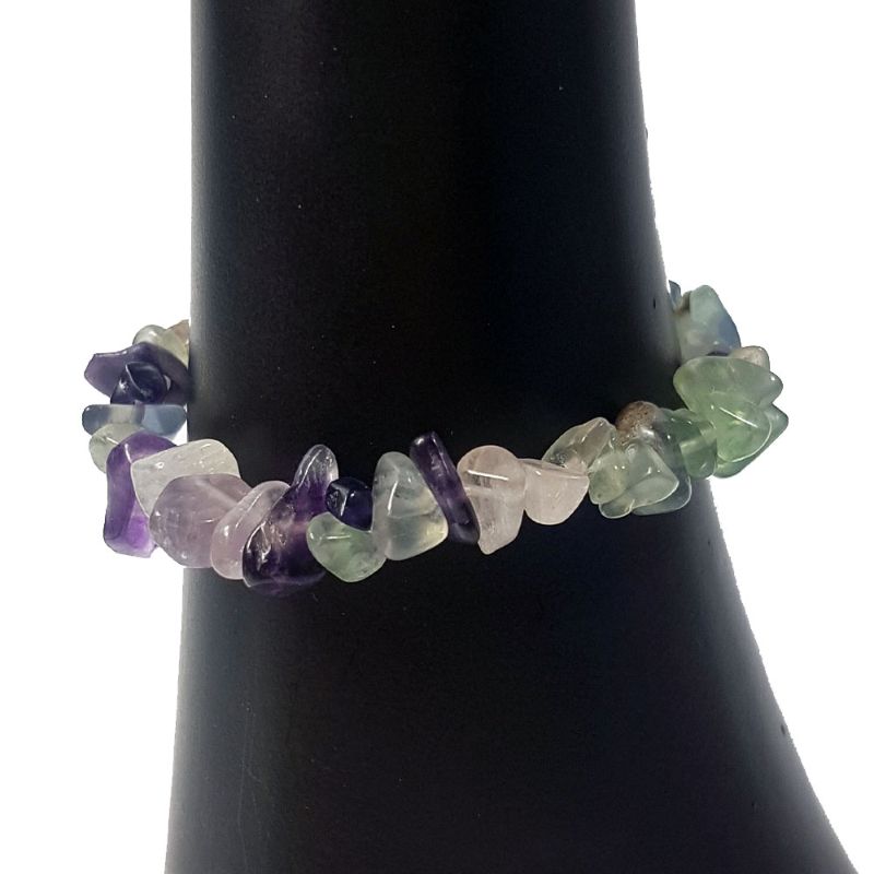 Three elegant 5mm polished fluorite chip bracelets for style and clarity, ethically sourced for everyday wear.