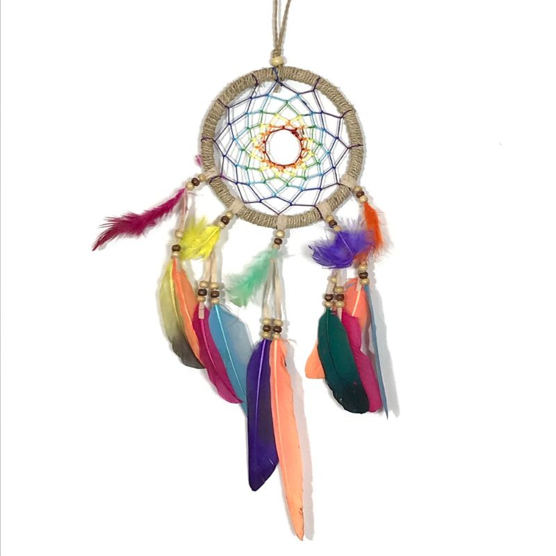 Handmade 12cm Mystic Multi Dreamcatcher from Bali, featuring intricate webs and vibrant colors for positive energy and decor.