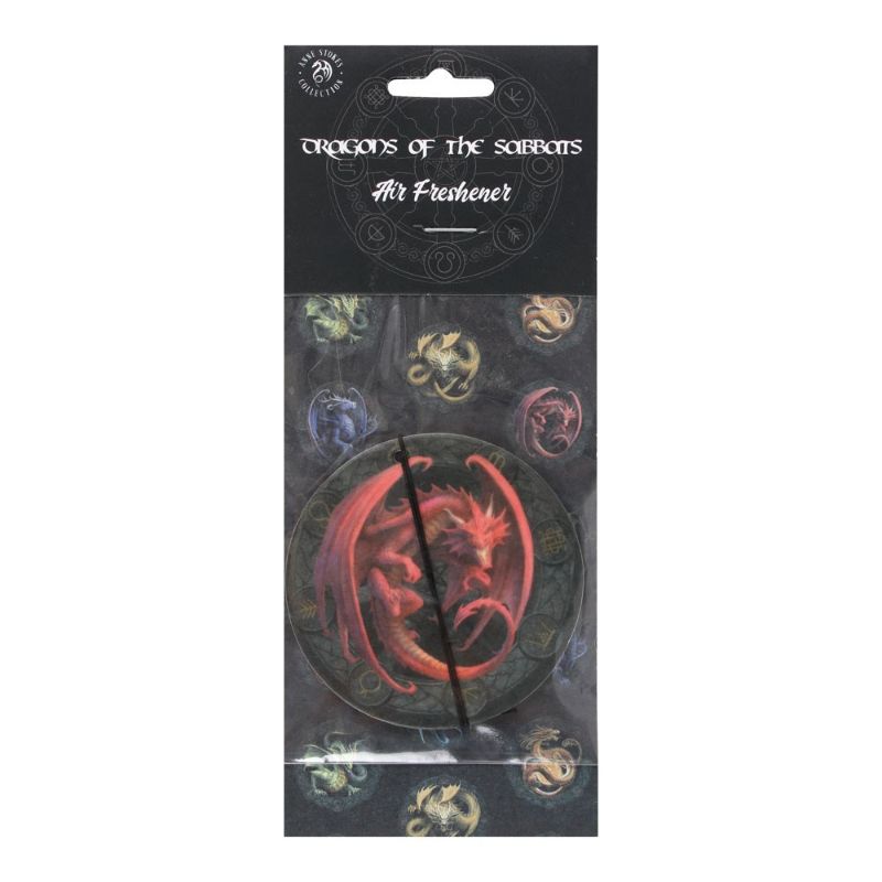 "6 x Lammas Dragon Bread Scented Air Freshener by Anne Stokes featuring vibrant dragon artwork and a warm harvest bread scent."