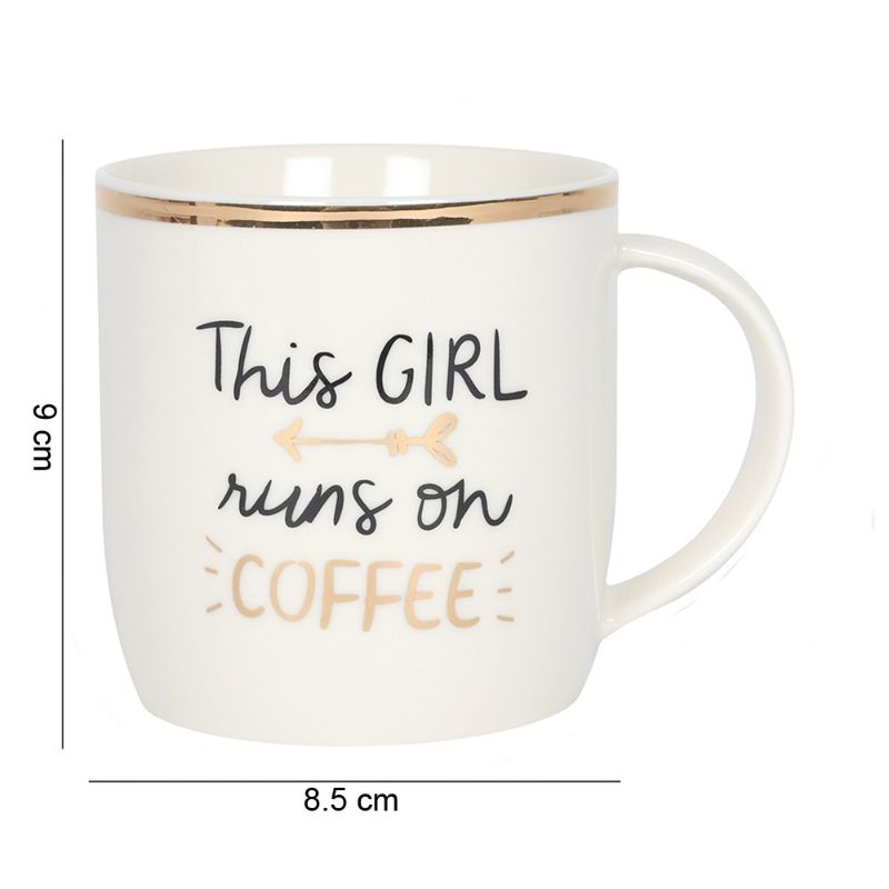 Stylish coffee mug with gold accents, perfect for coffee lovers, ideal for home or office use.