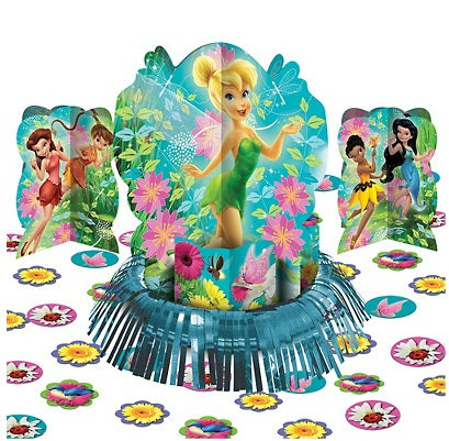 Tinkerbell Table Decorating Kit with large Tinker Bell centerpiece, smaller fairy friends, and colorful confetti for a magical celebration.