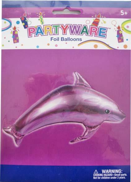 Vibrant dolphin-shaped foil balloons in a pack of 6, ideal for ocean-themed parties and festive celebrations.