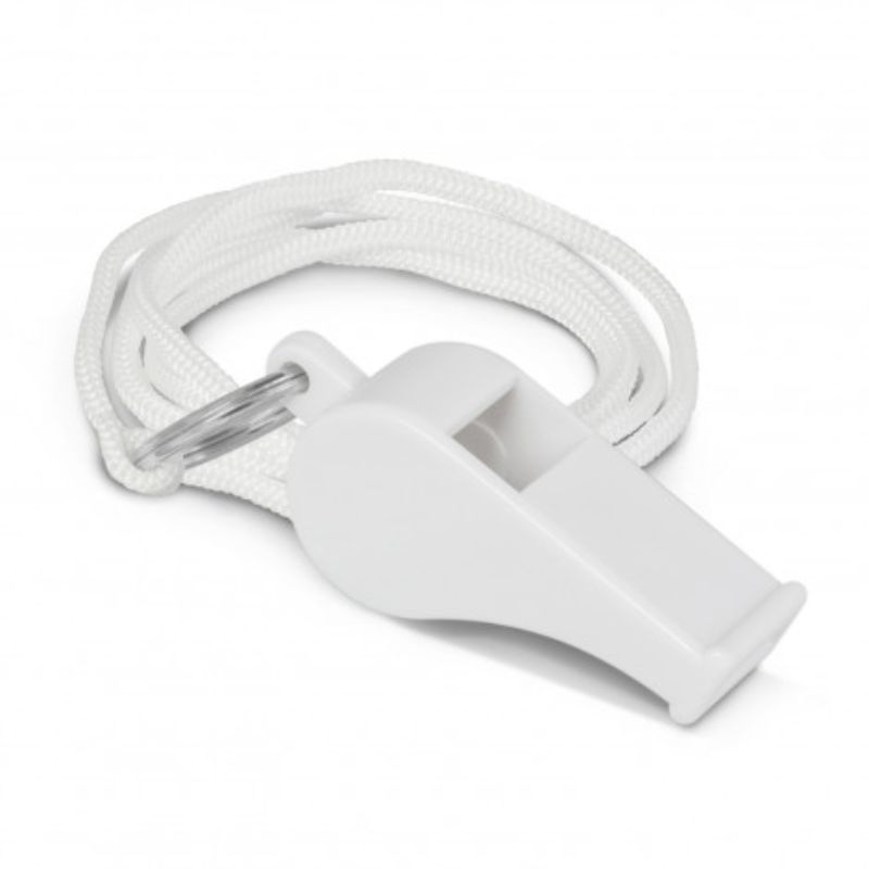 Set of 24 white sports whistles with lanyards, designed for coaches and referees, ensuring loud and clear sound.