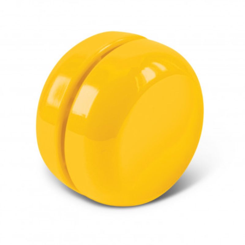 Bright yellow promotional yoyos set of 12, ideal for events and branding with customizable logo options.