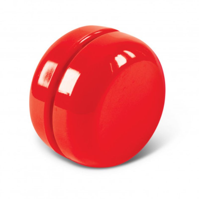 Set of 12 vibrant red yoyos, perfect for fun events and promotions, measuring 55mm in diameter and 36mm in height.