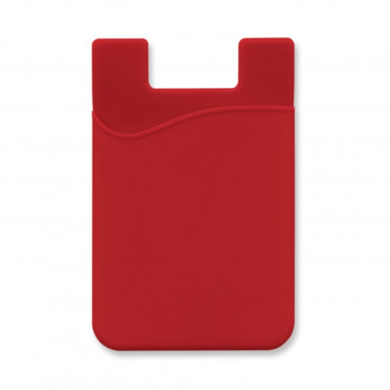 Set of 12 red silicone phone wallets, securely adheres to phones, perfect for holding IDs, cards, and essentials.