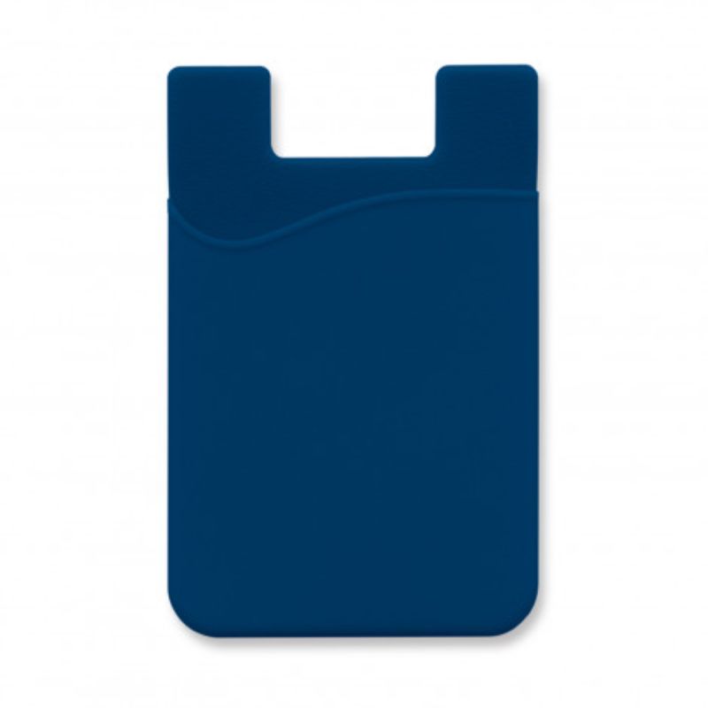 Set of 12 dark blue silicone phone wallets, sleek and adhesive, ideal for holding cards and essentials, compact design.