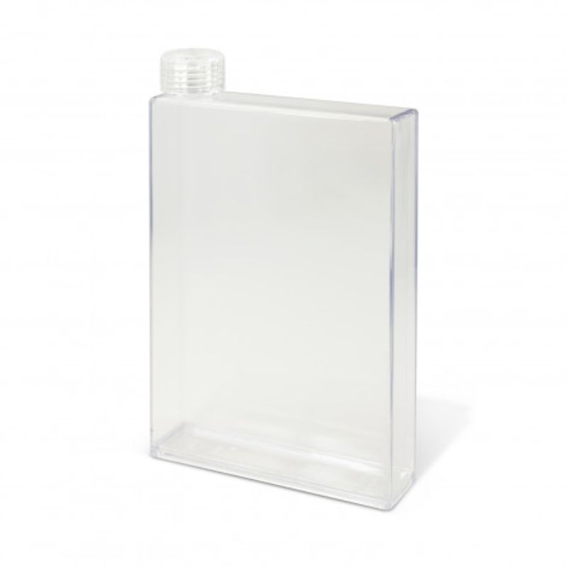 Set of 6 clear 500ml water bottles shaped like notebooks, BPA-free, slim design for easy carrying and hydration on-the-go.