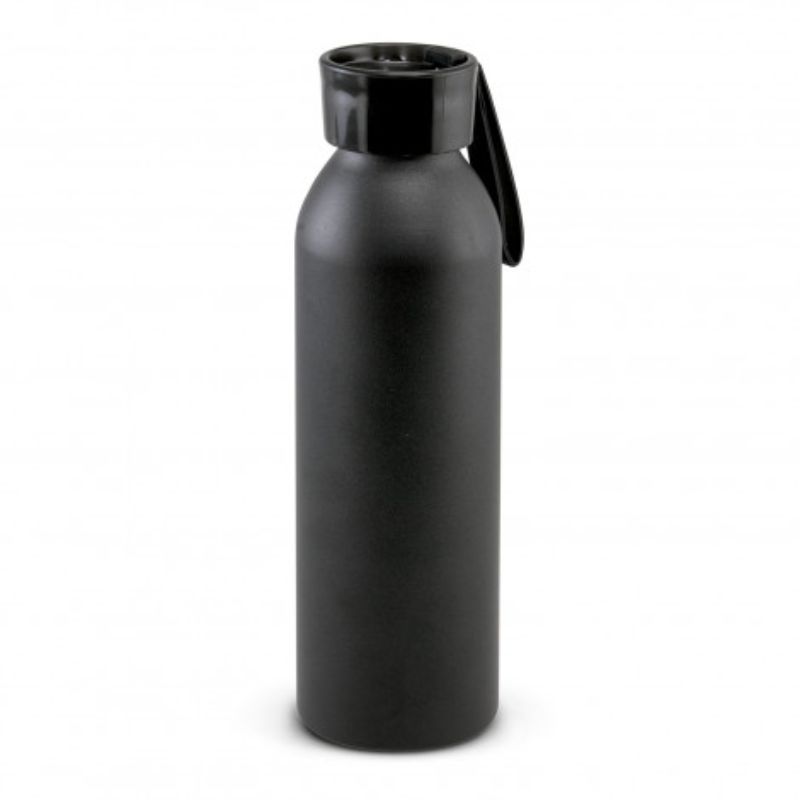 Set of 6 matte black 600ml aluminium Hydro Bottles with secure lids and silicone handles for stylish hydration.