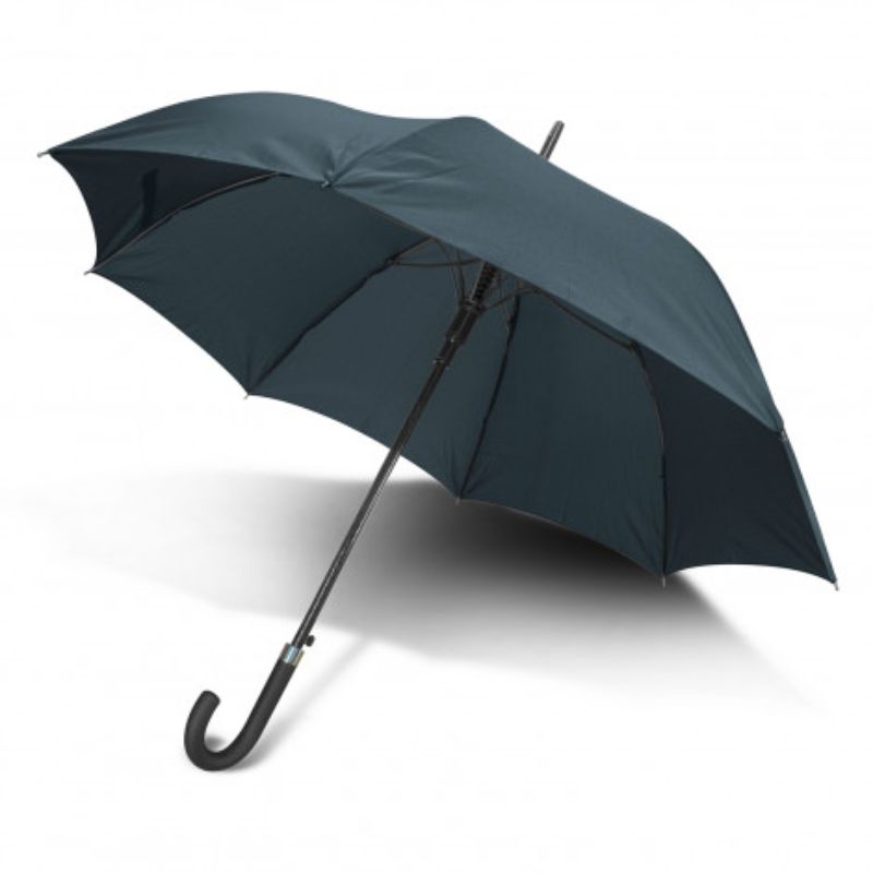 Navy Hook Umbrella - Pegasus 58cm features automatic opening, a sturdy fibreglass frame, and a soft-touch hook handle.