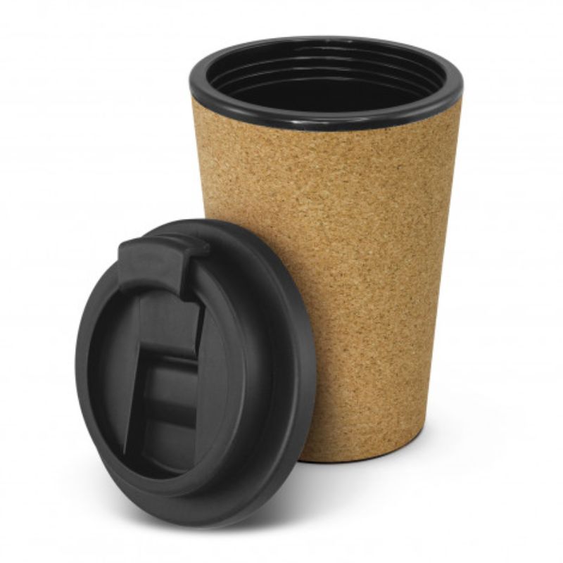 Eco-friendly double wall cup set of 6, featuring natural cork coating, secure lid, and superior insulation for hot drinks.