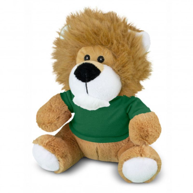 Set of 3 light brown and dark green plush lions, perfect for cuddling, imaginative play, or nursery decor.
