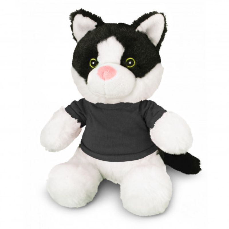 Set of 3 black plush cat toys, 220mm long, soft and cuddly, perfect for kids and collectors.