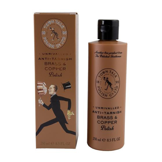 Bottle of Brass & Copper Cleaner, 250ml, designed for restoring shine and removing tarnish from metal surfaces.