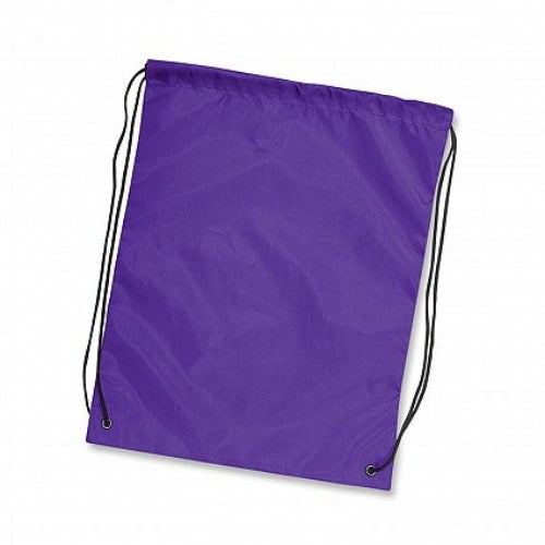 Set of 20 purple drawstring backpacks made from durable polyester, ideal for schools, events, and promotions.