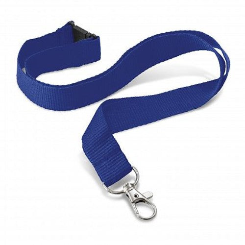Dark blue polyester lanyards set of 30, featuring metal and safety clips for secure badge attachment.
