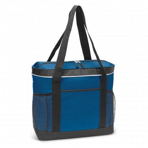 Royal Blue Zero Cooler Tote with waterproof lining, spacious pockets, and wide handles for easy carrying on outdoor adventures.