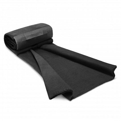 Black Yukon Fleece Blanket, made from soft polar fleece, ideal for warmth and comfort at home or outdoors.
