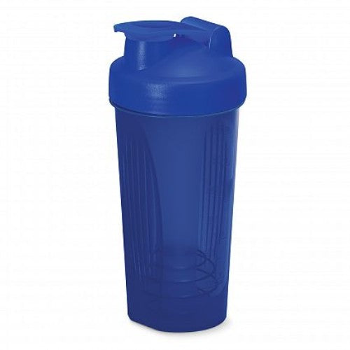 Set of 12 royal blue 600ml Atlas Shakers, BPA-free, shatterproof, with a secure lid and stainless steel mixing ball for smooth drinks.
