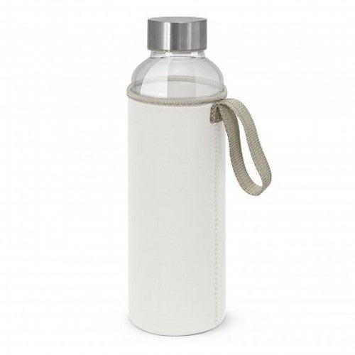 Venus white drink bottle with neoprene sleeve, 600ml, stylish, shatter-resistant, keeps beverages cool, perfect for active use.