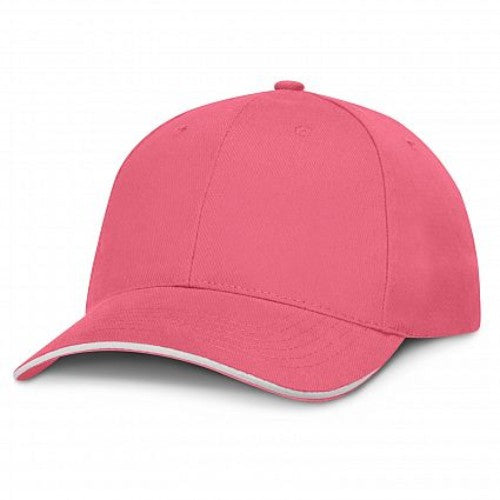 Set of 6 Swift Premium Caps in pink and white, crafted from heavy brushed cotton with stylish embroidery and adjustable fit.