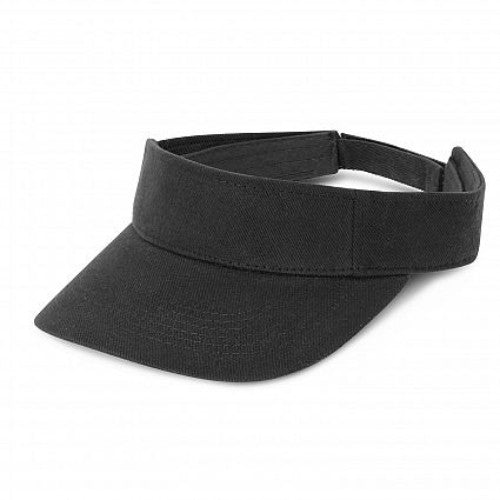 Set of 6 sleek black sun visors made from heavy brushed cotton with adjustable fit, ideal for outdoor activities.