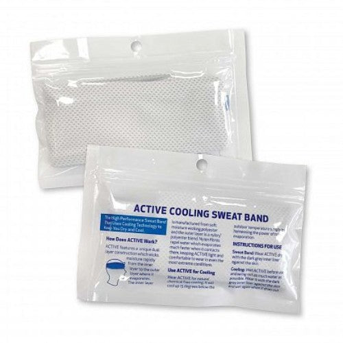 A set of 20 white Active Cooling Sweat Bands designed for athletes, featuring dual-layer technology for superior cooling and moisture-wicking.