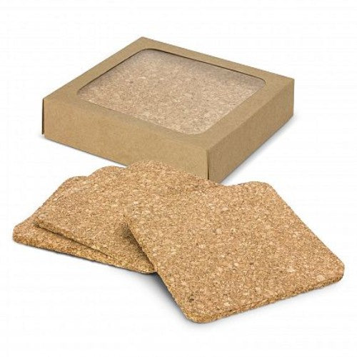 Natural cork square coasters, set of 20, offering stylish surface protection from heat and spills, eco-friendly and durable.