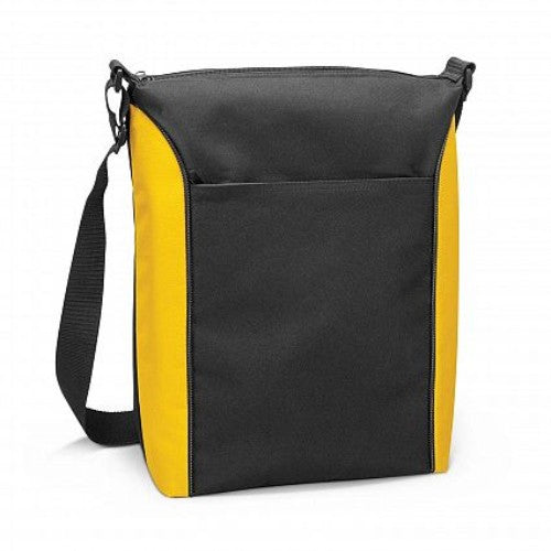 Vibrant yellow Monaro cooler bags set of 3, stylish satchel design with 10L capacity, zip closure, and adjustable strap.