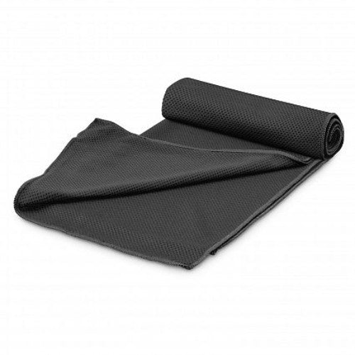 Set of 6 Yeti Premium Cooling Towels in black, featuring a nylon-polyester blend for rapid cooling during workouts.