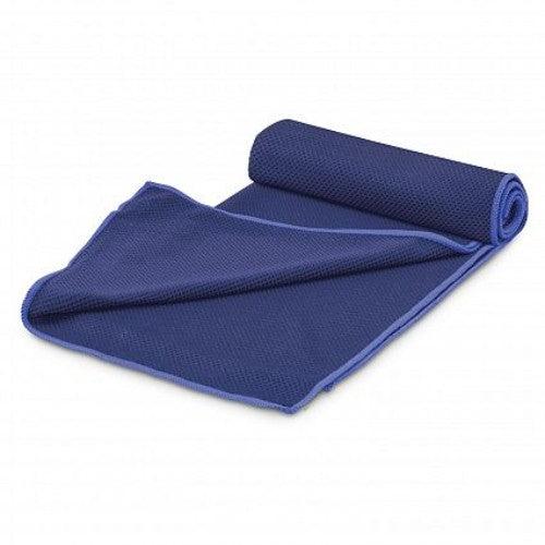 Dark blue Yeti cooling towels with tube holder, designed for rapid cooling during outdoor activities, set of 6.