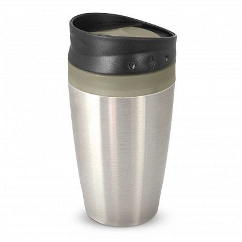 Octane Coffee Cup Set of 12 in grey, 400ml double-wall design, stainless steel, BPA-free, ideal for hot beverages on-the-go.