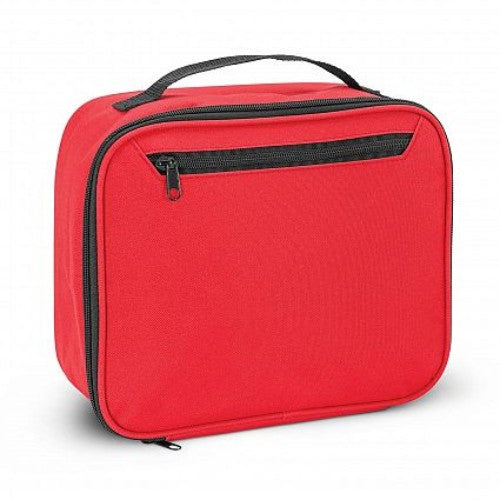 Set of 3 vibrant red Zest Lunch Cooler Bags, featuring 5L capacity, waterproof lining, and zippered pockets for easy transport.