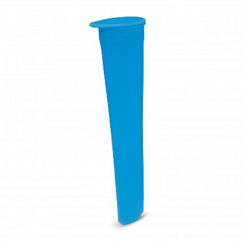 Light blue silicone ice block mould set of 20 with push-on caps for easy popsicle making and spills prevention.