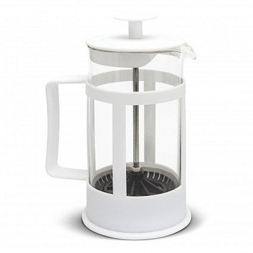 Elegant small white Crema Coffee Plunger from Smartfox NZ, crafted from borosilicate glass for rich, smooth brews.