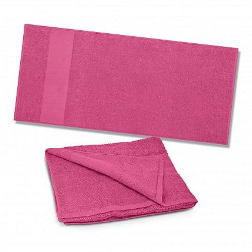 Pink Dune Beach Towel made from soft 420gsm cotton, oversized at 700mm x 1400mm, perfect for summer outings.